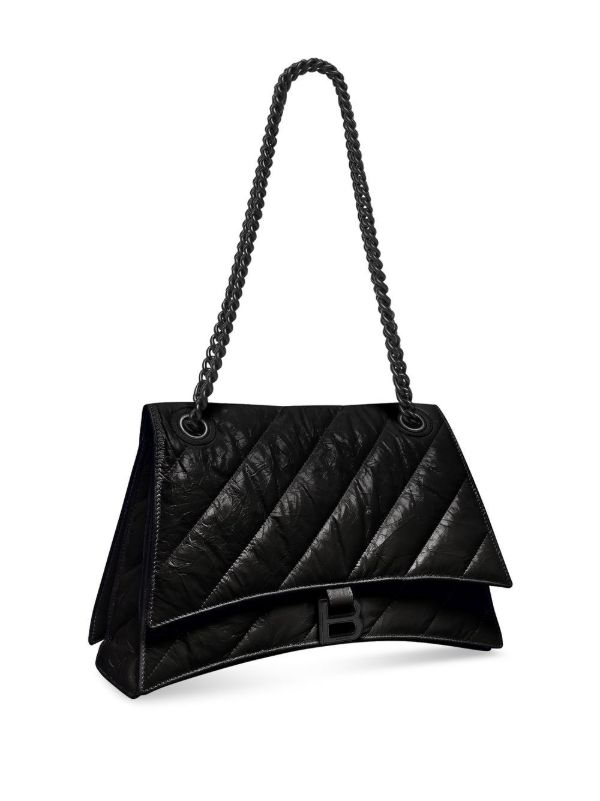 Balenciaga Black Crush Large Leather Shoulder Bag | Browns Shoulder Bags