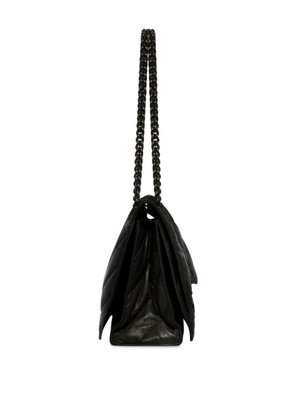 Balenciaga Black Crush Large Leather Shoulder Bag | Browns Shoulder Bags
