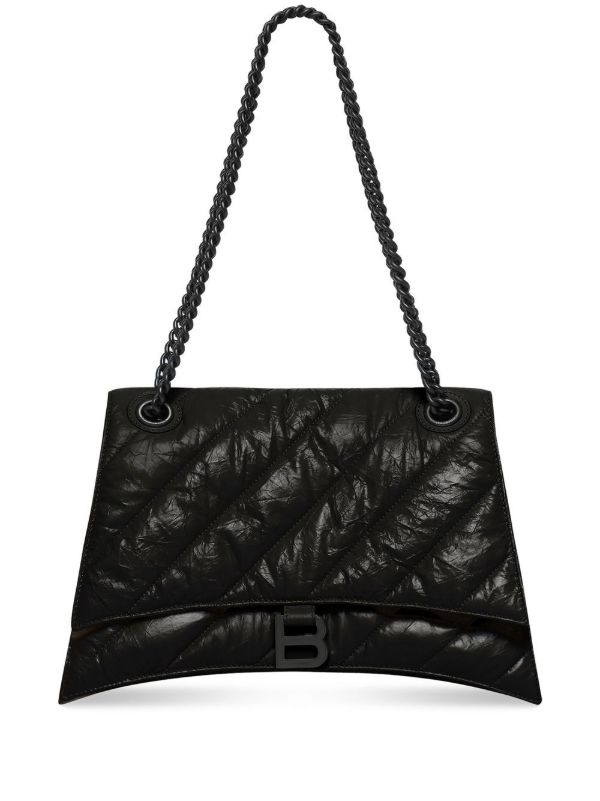 Balenciaga Black Crush Large Leather Shoulder Bag | Browns Shoulder Bags