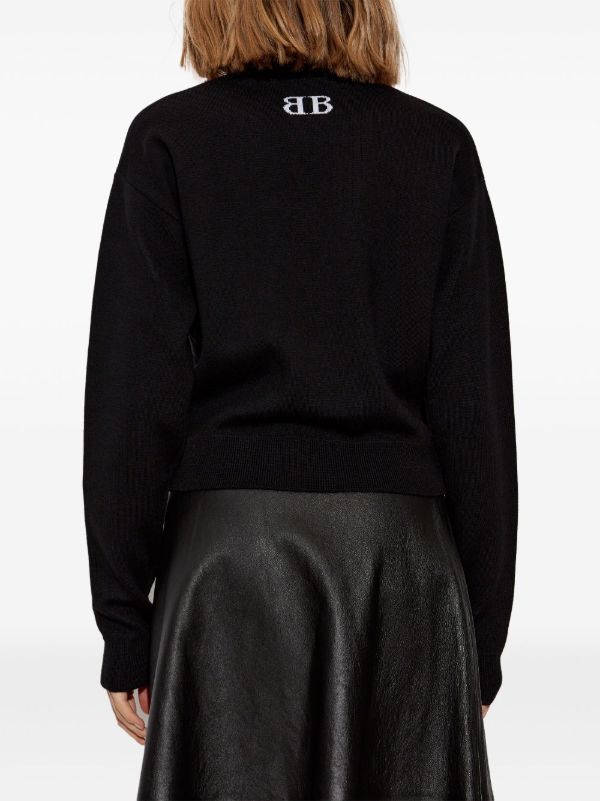 Balenciaga Black Logo-Intarsia Sweater | Browns Knitted Sweaters