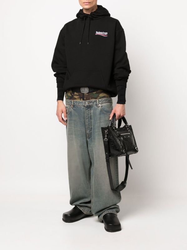 Balenciaga Black Political Campaign Cotton Hoodie | Browns Hoodies