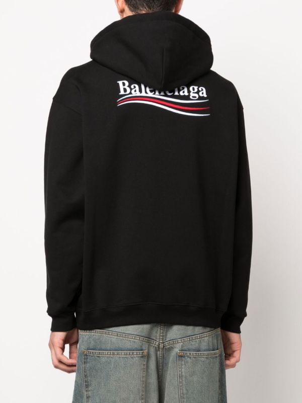 Balenciaga Black Political Campaign Cotton Hoodie | Browns Hoodies