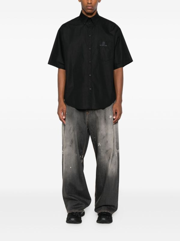 Balenciaga Embroidered-logo Short-sleeve Shirt | Browns Shirts