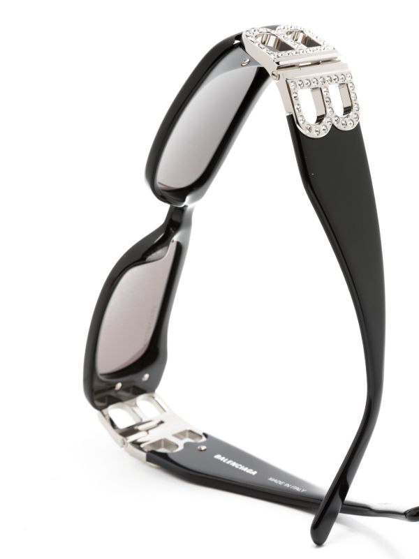 Balenciaga Eyewear Black Dinasty Rectangle-frame Sunglasses | Browns Sunglasses