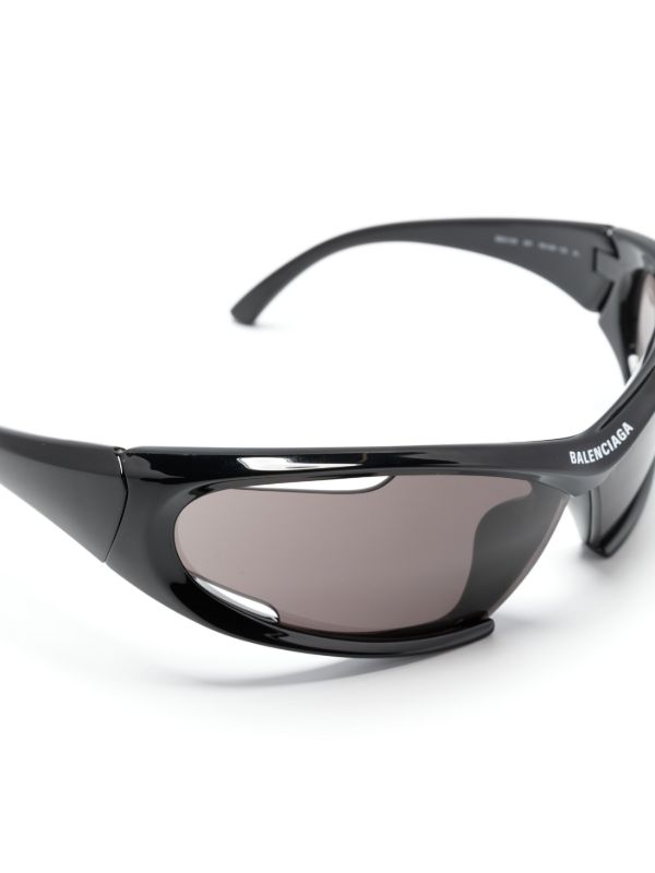 Balenciaga Eyewear Black Dynamo Wrap Cat-Eye Sunglasses | Browns Sunglasses