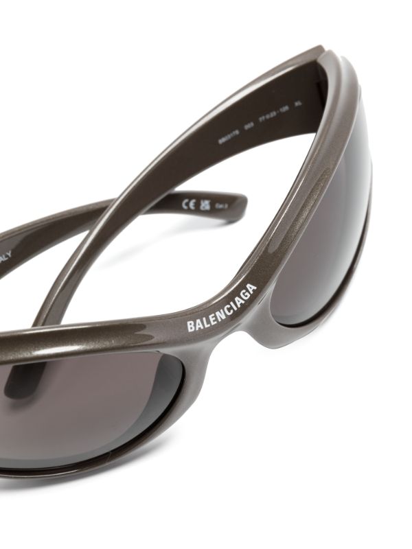 Balenciaga Eyewear Black Dynamo Wrap Cat-Eye Sunglasses | Browns Sunglasses
