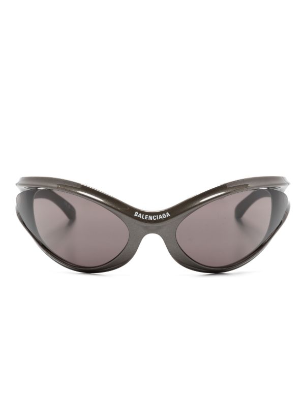 Balenciaga Eyewear Black Dynamo Wrap Cat-Eye Sunglasses | Browns Sunglasses
