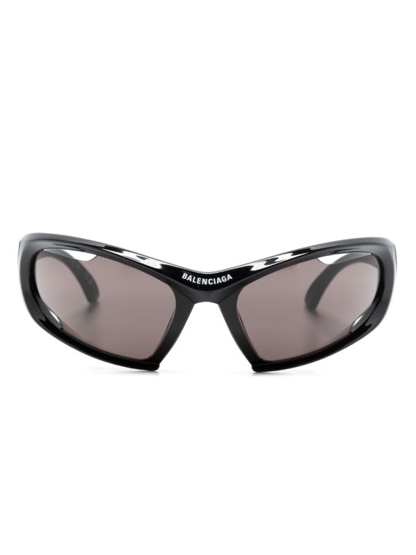Balenciaga Eyewear Black Dynamo Wrap Cat-Eye Sunglasses | Browns Sunglasses