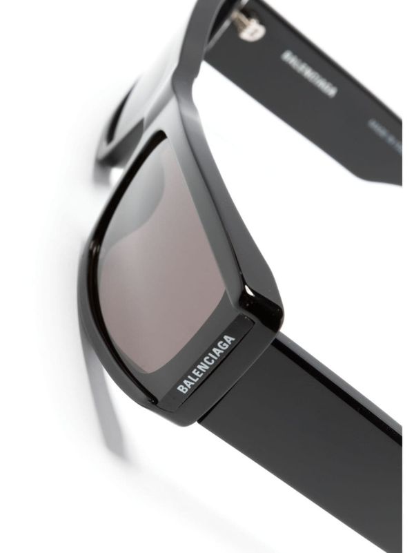 Balenciaga Eyewear Black Logo Rectangular-Frame Sunglasses | Browns Sunglasses