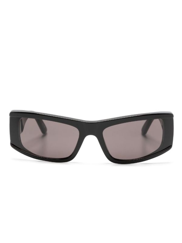 Balenciaga Eyewear Black Logo Rectangular-Frame Sunglasses | Browns Sunglasses