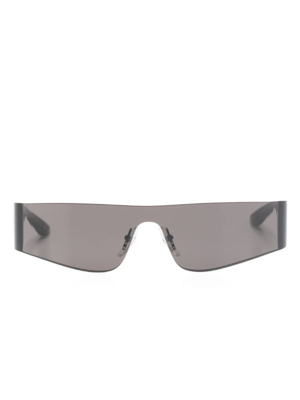 Balenciaga Eyewear Black Mono Rectangle Sunglasses | Browns Sunglasses