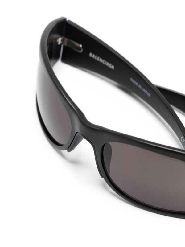 Balenciaga Eyewear Black Reverse XPander Wrap Sunglasses | Browns Sunglasses