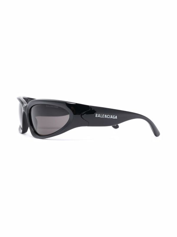 Balenciaga Eyewear Black Swift Oval Sunglasses | Browns Sunglasses