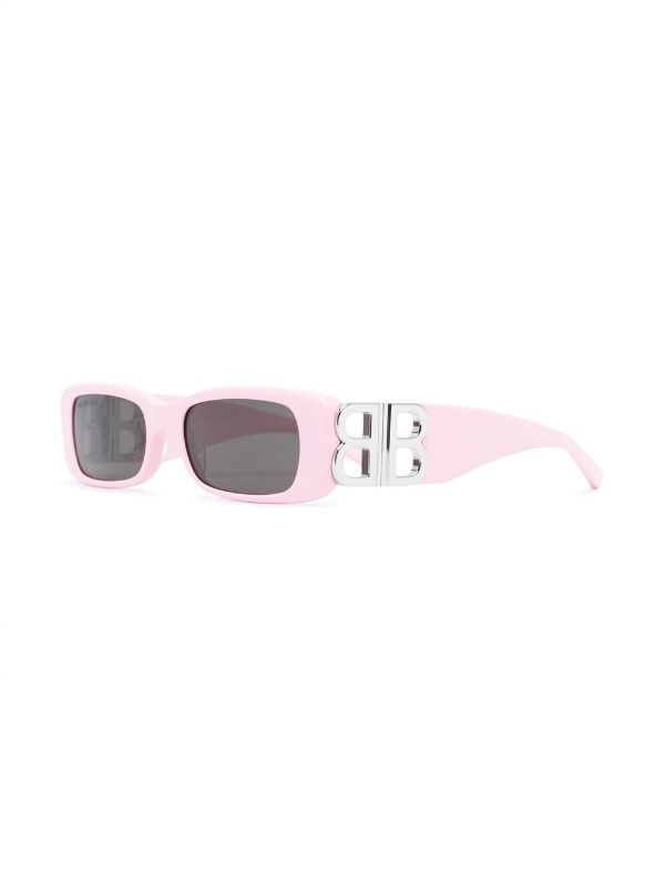 Balenciaga Eyewear Pink Rectangle Frame Sunglasses | Browns Sunglasses