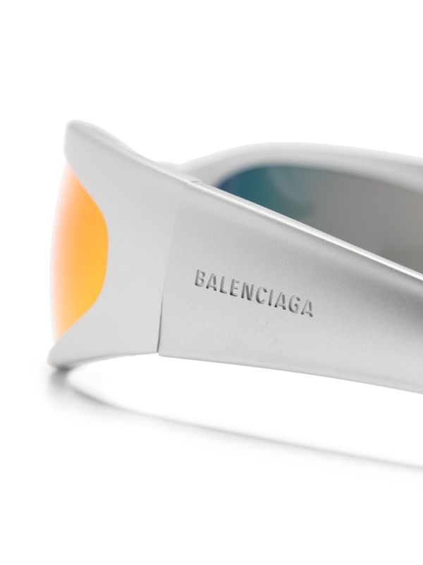 Balenciaga Eyewear Silver-Tone Reverse XPander Wrap Sunglasses | Browns Sunglasses