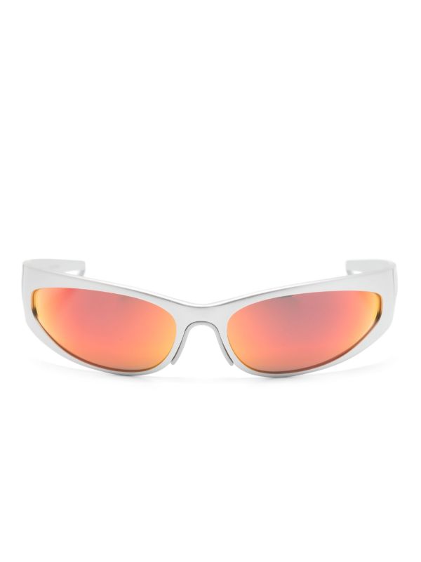 Balenciaga Eyewear Silver-Tone Reverse XPander Wrap Sunglasses | Browns Sunglasses