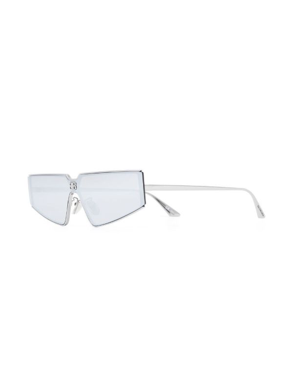 Balenciaga Eyewear Silver-Tone Shield 2.0 Sunglasses | Browns Sunglasses