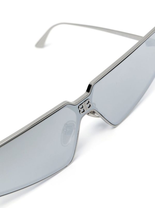 Balenciaga Eyewear Silver-Tone Shield 2.0 Sunglasses | Browns Sunglasses