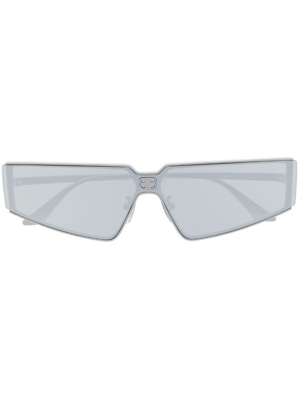 Balenciaga Eyewear Silver-Tone Shield 2.0 Sunglasses | Browns Sunglasses