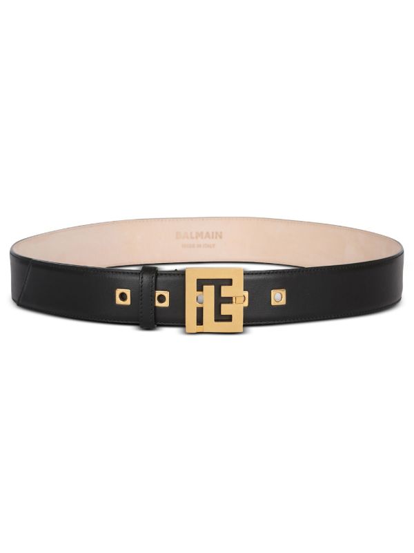 Balmain Black Logo-Appliqué Leather Belt | Browns Belts