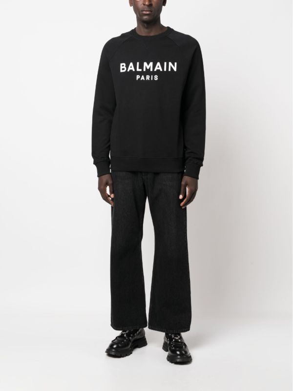 Balmain Black Logo Print Sweatshirt | Browns Sweatshirts