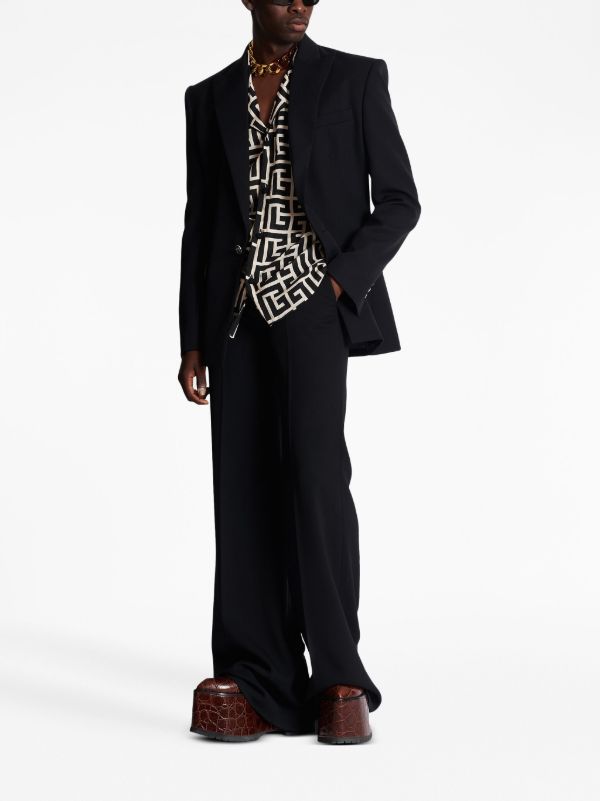 Balmain Black Monogram Pattern Shirt | Browns Shirts