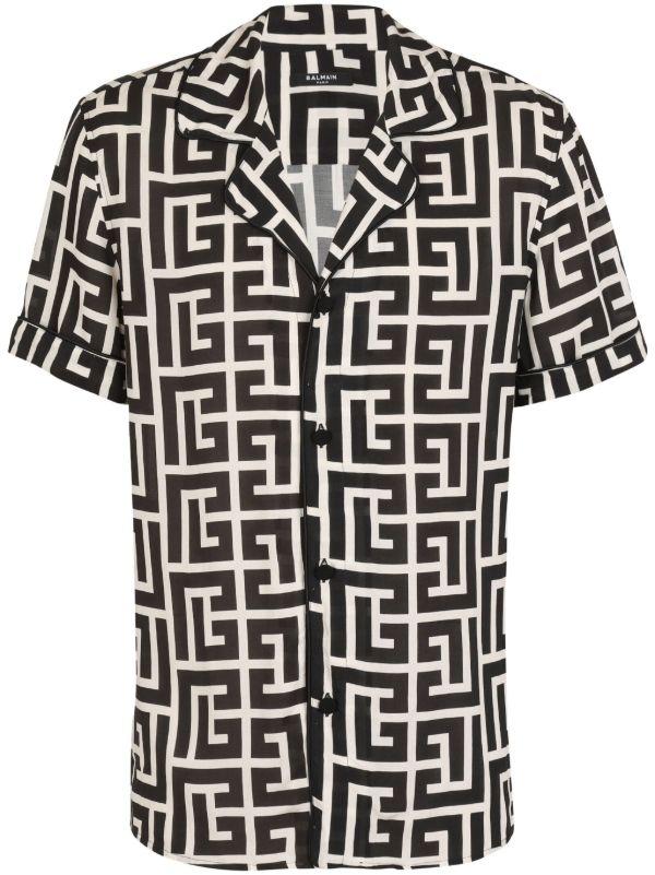 Balmain Black Monogram Pattern Shirt | Browns Shirts