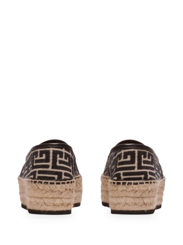 Balmain Brown Geometric Logo Pattern Espadrilles | Browns Espadrilles