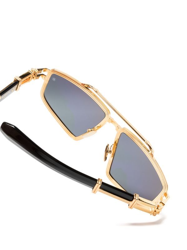 Balmain Eyewear Black Titan Pilot-Frame Sunglasses | Browns Sunglasses