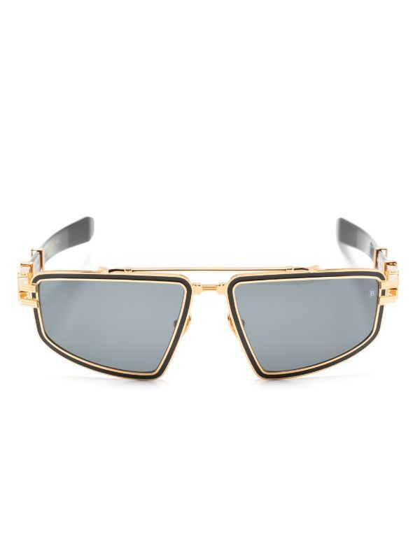Balmain Eyewear Black Titan Pilot-Frame Sunglasses | Browns Sunglasses
