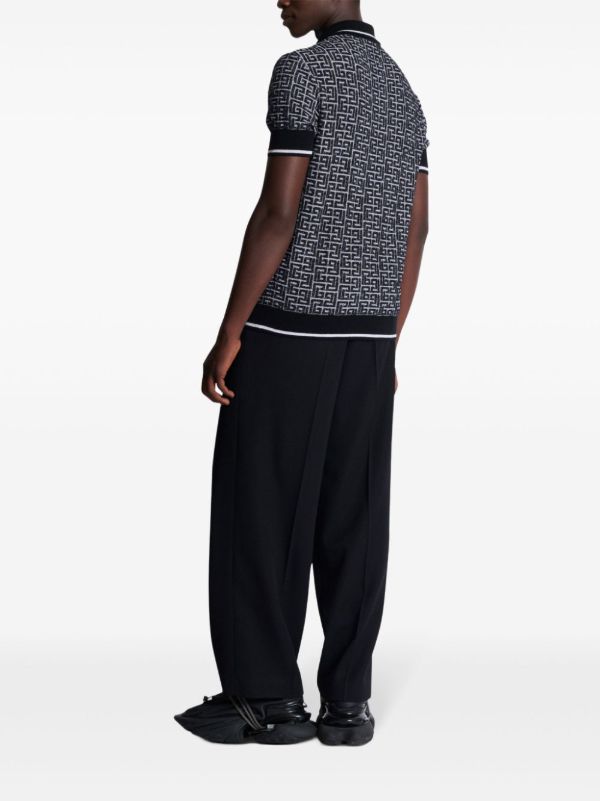 Balmain Labyrinth-intarsia Polo Shirt | Browns Polo Shirts
