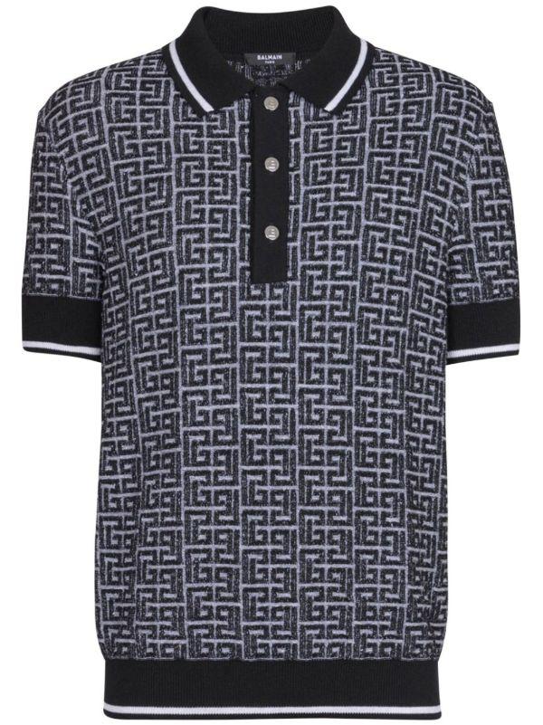 Balmain Labyrinth-intarsia polo shirt | Browns Polo Shirts