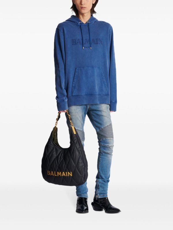 Balmain Logo-Embroidered Hoodie | Browns Hoodies