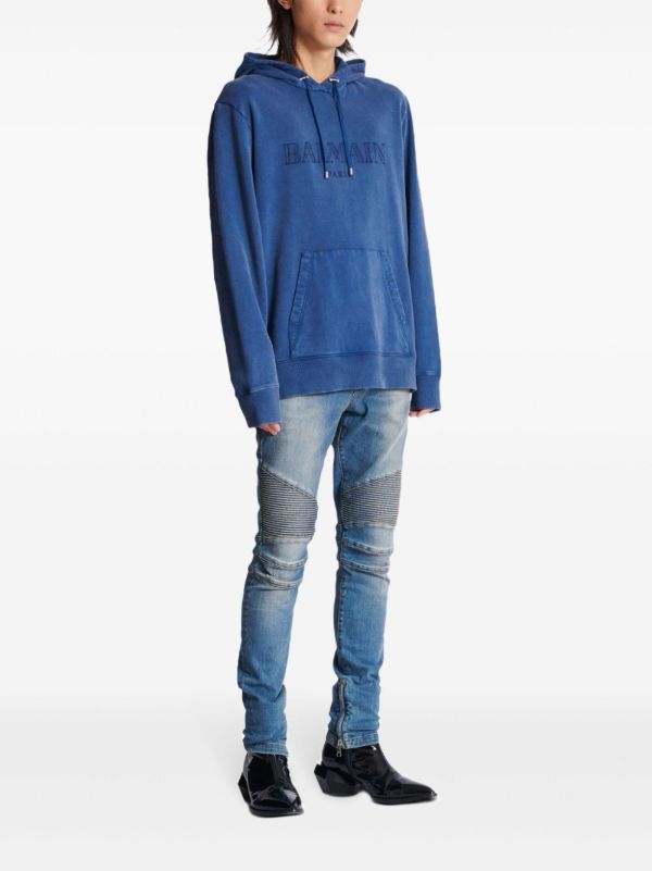 Balmain Logo-Embroidered Hoodie | Browns Hoodies