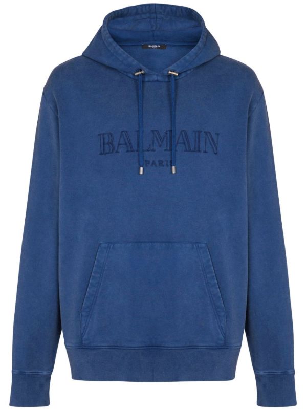 Balmain Logo-Embroidered Hoodie | Browns Hoodies