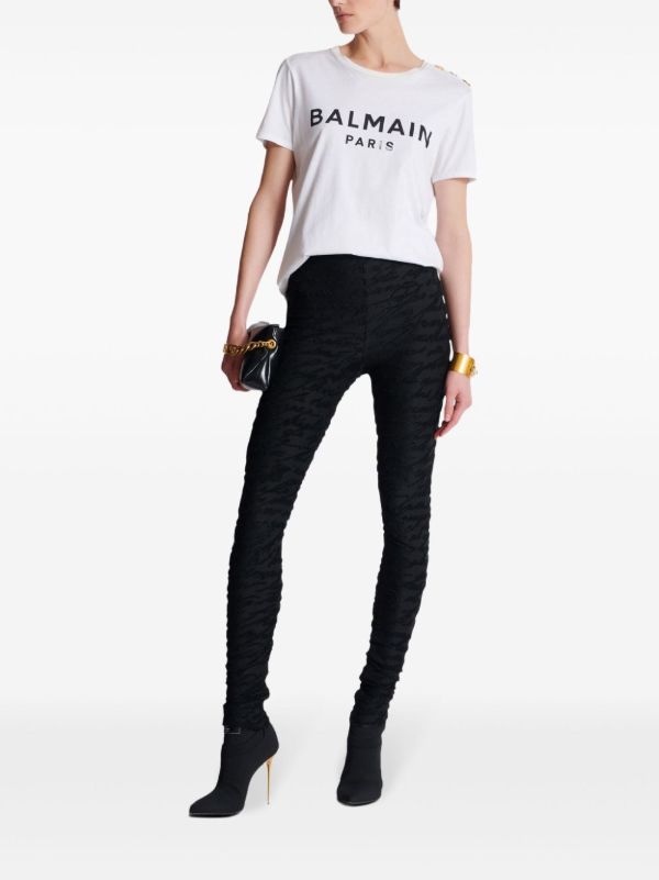 Balmain Monogram-Jacquard Leggings | Browns Leggings