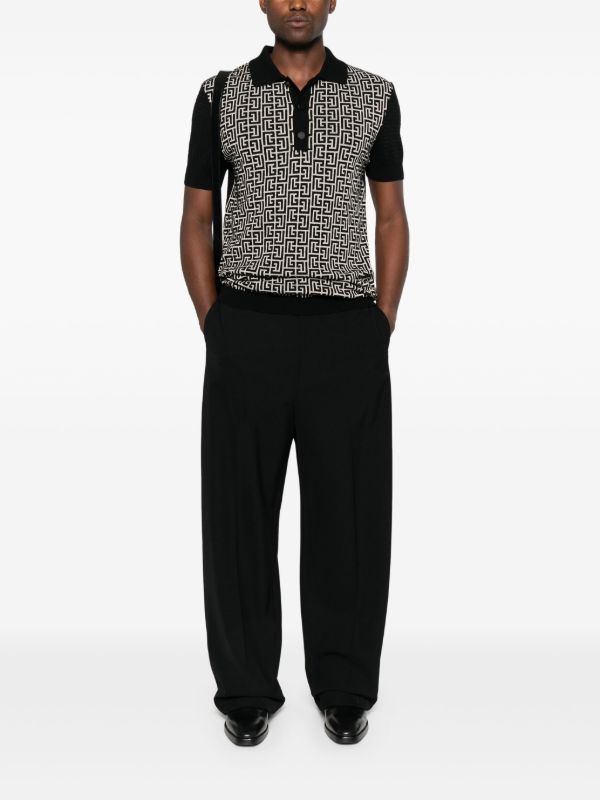 Balmain Monogram Knit Polo Shirt | Browns Polo Shirts