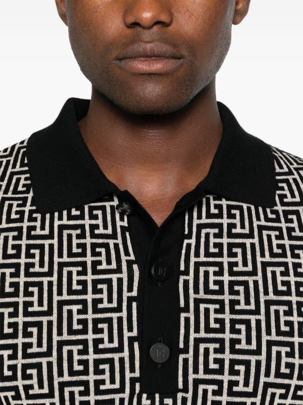 Balmain Monogram Knit Polo Shirt | Browns Polo Shirts
