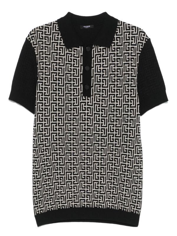 Balmain monogram knit polo shirt | Browns Polo Shirts