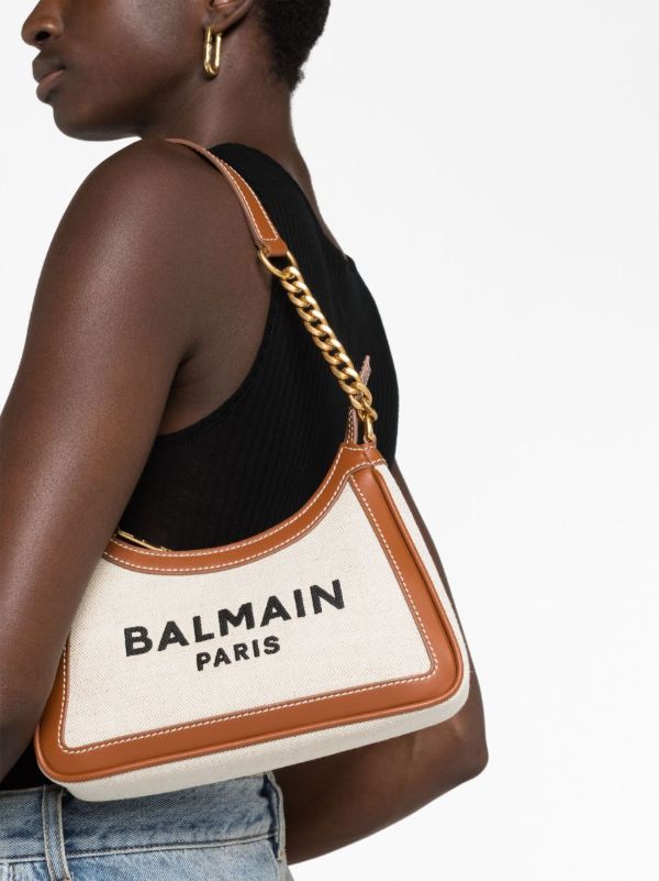 Balmain Neutral B-Army Canvas Shoulder Bag | Browns Shoulder Bags