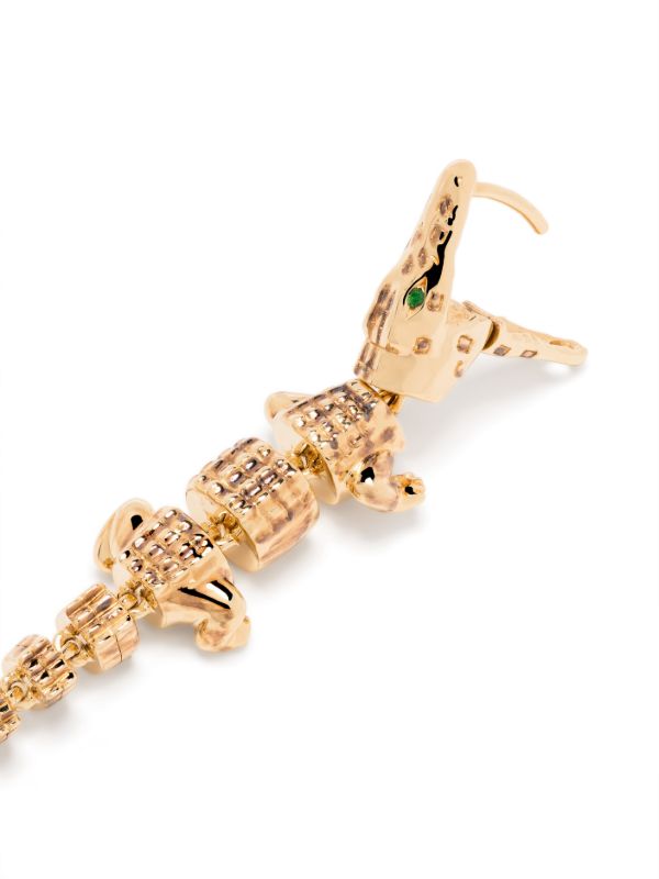 Bibi Van Der Velden 18K Yellow Gold Alligator Vertebrae Bite Tsavorite Earring | Browns Fine Earrings