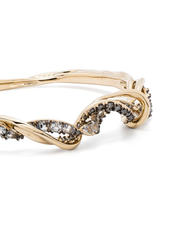Bibi Van Der Velden 18K Yellow Gold Vapour Diamond And Spinel Bangle | Browns Fine Bracelets