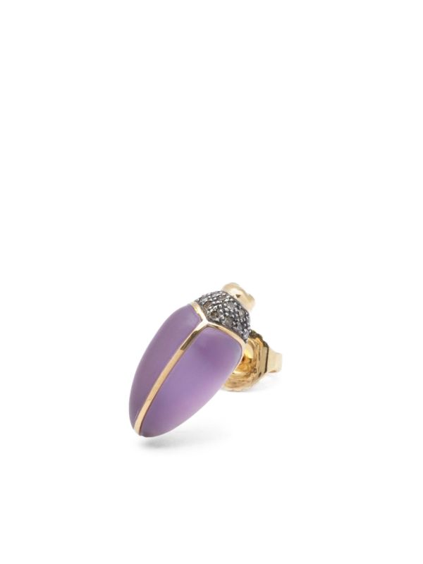 Bibi Van Der Velden 18kt Yellow Gold Mini Scarab Diamond And Amethyst Earrings | Browns Fine Earrings
