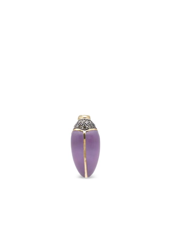 Bibi van der Velden 18kt yellow gold Mini Scarab diamond and amethyst earrings | Browns Fine Earrings