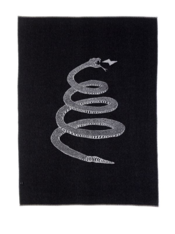 BLACKSAW Grey Peyote Snake Print Blanket | Browns Blankets & Throws