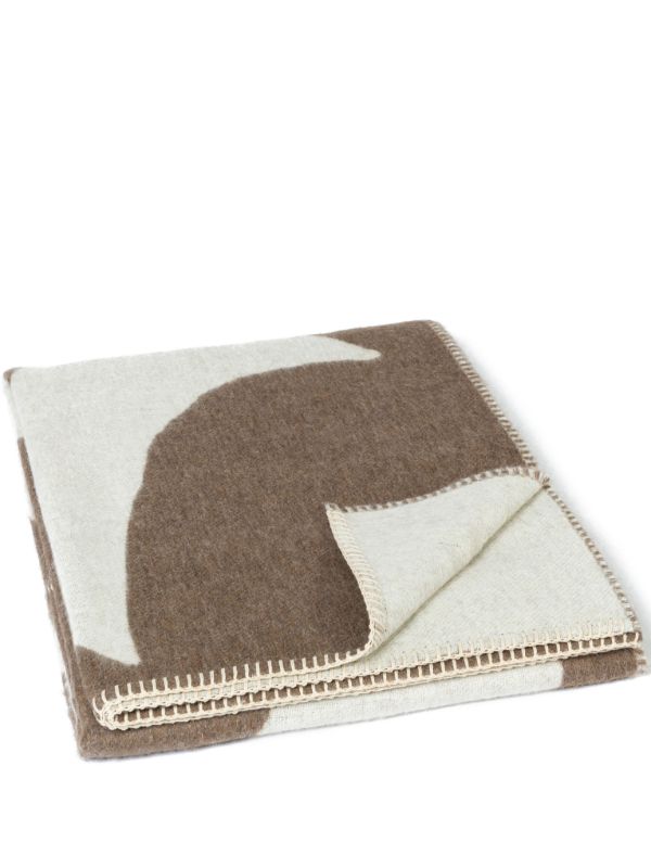 BLACKSAW Neutral Elder Reversible Alpaca Wool Throw | Browns Blankets & Throws