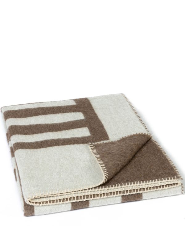 BLACKSAW Neutral Rosin Reversible Alpaca Wool Throw | Browns Blankets & Throws