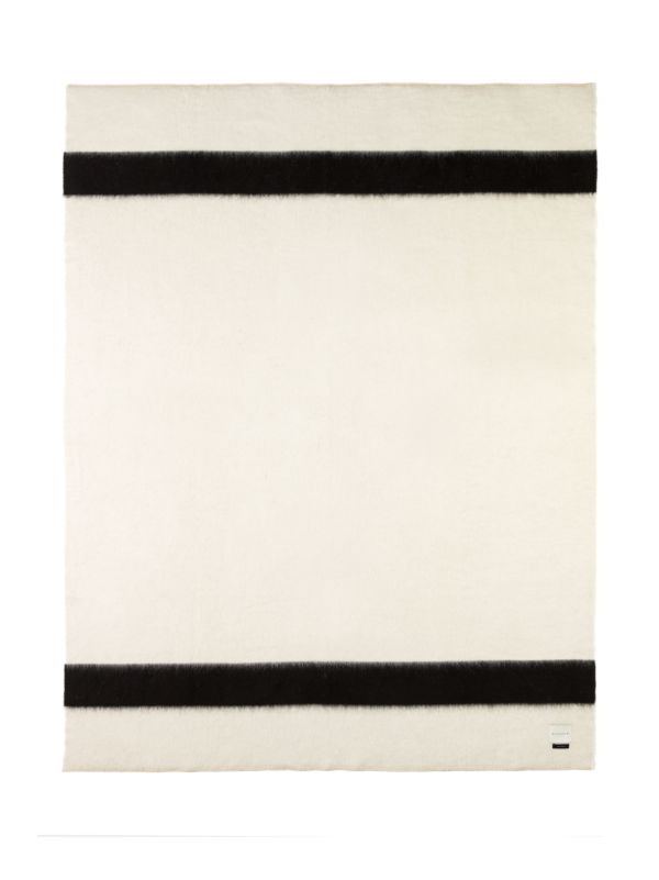 BLACKSAW White Siempre Striped Blanket | Browns Blankets & Throws