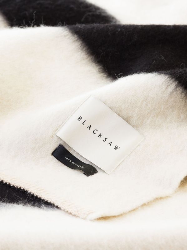 BLACKSAW White Siempre Striped Blanket | Browns Blankets & Throws