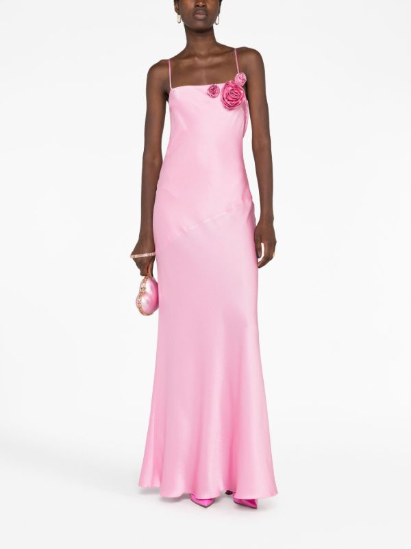 Blumarine Pink Rose Appliqué Maxi Dress | Browns Cocktail & Party Dresses